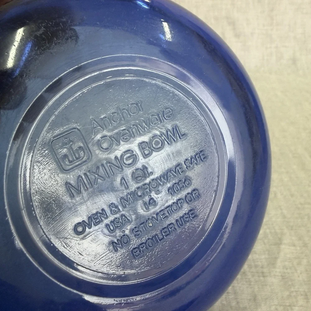 Vintage Anchor Hocking Cobalt Blue Glass Mixing Bowl Ovenware 1 Qt 1-Quart 1056